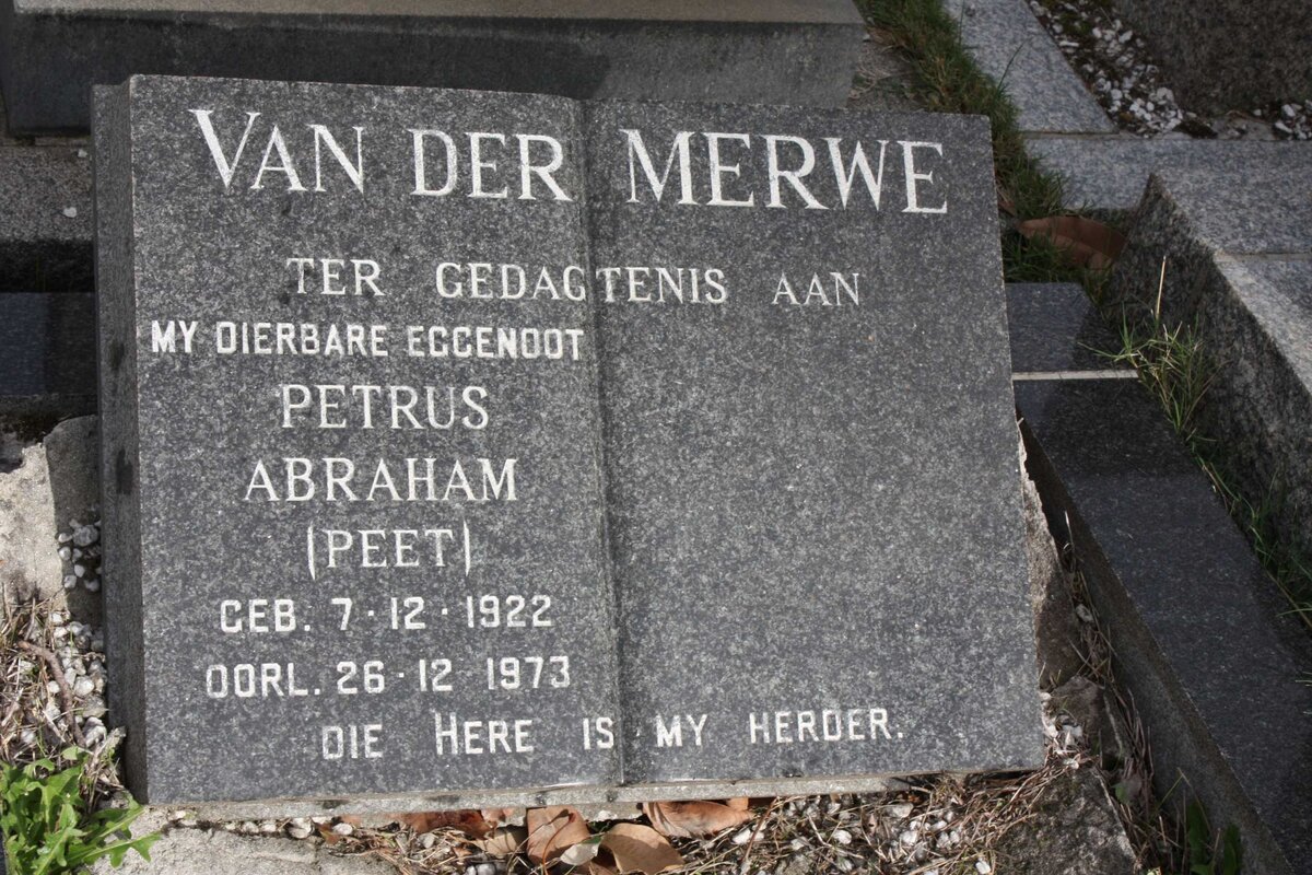 MERWE Petrus Abraham, van der 1922-1973