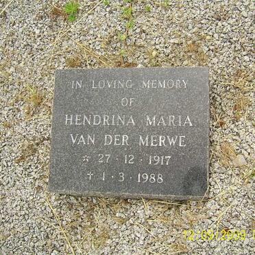 MERWE Hendrina Maria, van der 1917-1988