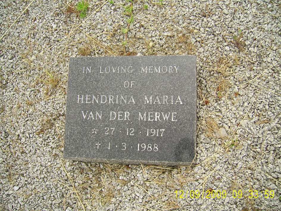 MERWE Hendrina Maria, van der 1917-1988