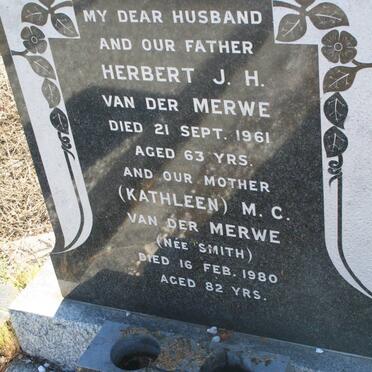 MERWE Herbert J.H., van der -1961 & Kathleen M.C. SMITH -1980 :: VAN DER MERWE H.J. 1930-1993 _1