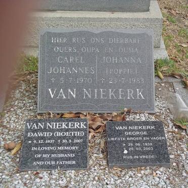 NIEKERK Carel Johannes, van  -1970 &amp; Johanna -1983 :: VAN NIEKERK Dawid 1937-2007 :: VAN NIEKERK George 1939-2003