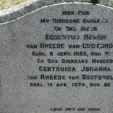 OUDTSHOORN Egbertus Bergh, van van Rheede -1955 &amp; Gertruida Johanna -1974