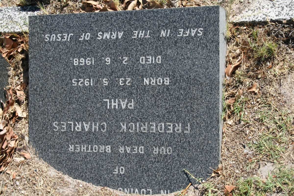 PAHL Frederick Charles 1925-1968