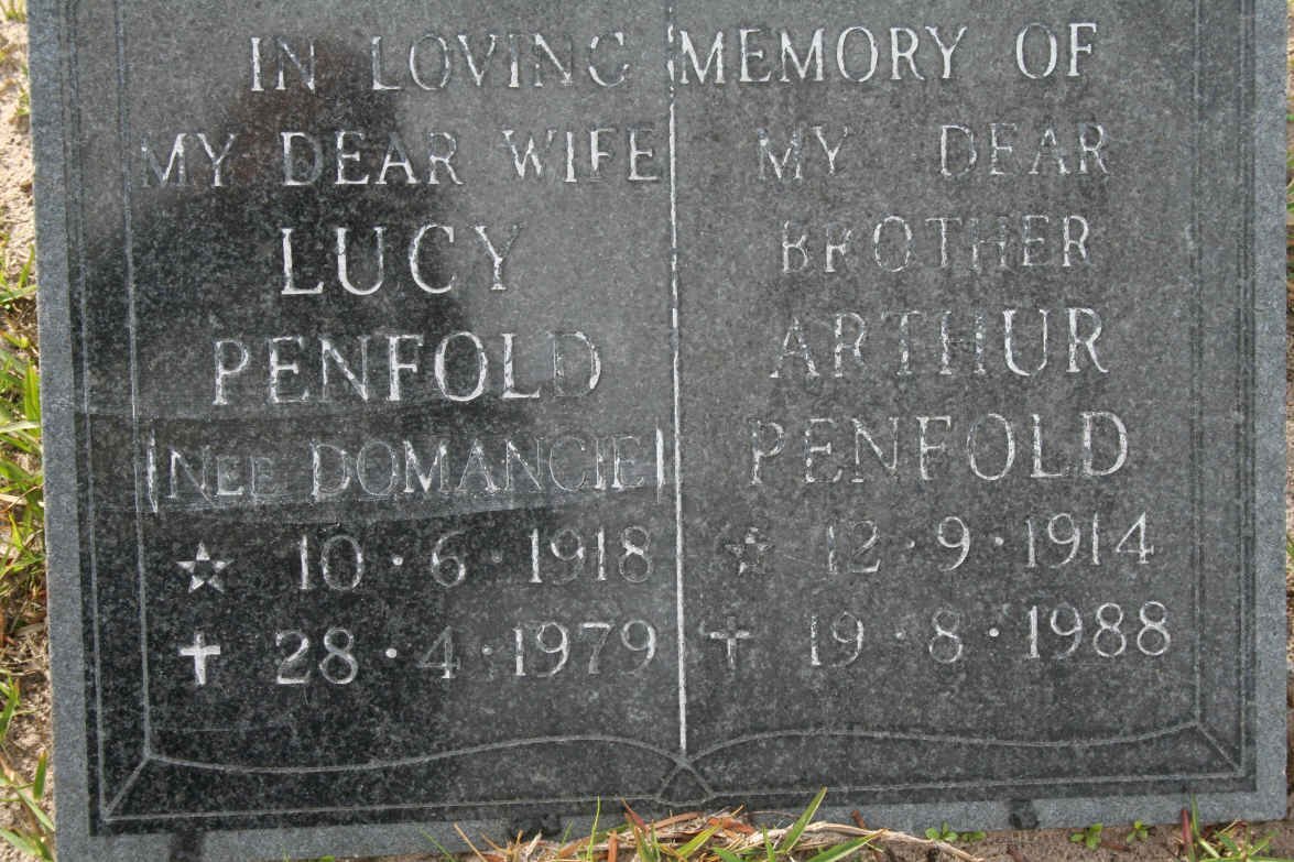 PENFOLD Arthur 1914-1988 :: PENFOLD Lucy nee DOMANCIE 1918-1978