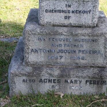 PEREIRA Antonio Joquim 1857-1948 &amp; Agnes Mary 186?-1959