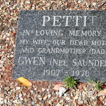 PETTIT Gwen nee SAUNDERS 1907-1978