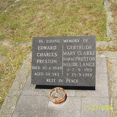 PRESTON Edward Charles -1949 &amp; Gertrude Mary CLARKE formerly PRESTON nee DE LANGE 1915-1988