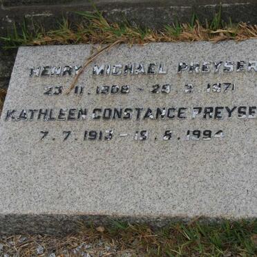 PREYSER Henry Michael 1908-1971 &amp; Kathleen Constance 1913-1994