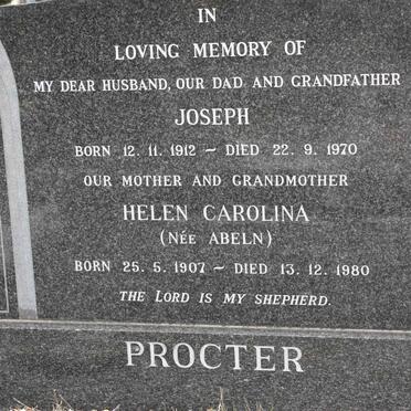 PROCTER Joseph 1912-1970 &amp; Helen Carolina ABELN 1907-1980