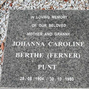PUNT Johanna Caroline Berthe nee FERNER 1904-1980