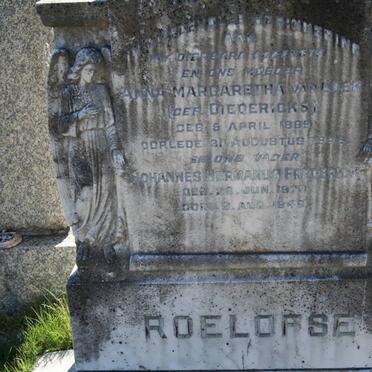 ROELOFSE Johannes Hermanus Frederick 187?-1949 &amp; Anna Margaretha van Loen nee DIEDERICKS 1889-1948