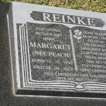 REINKE Margaret nee PEACH 1938-2003