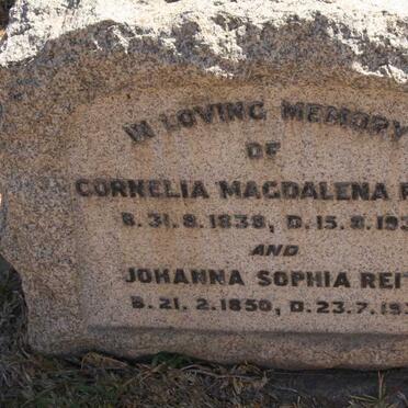 REITZ Cornelia Magdalena 1838-1937 :: REITZ Johanna Sophia 1850-1937