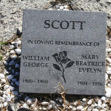 SCOTT William George 1900-1960 &amp; Mary Beatrice Evelyn 1904-1986