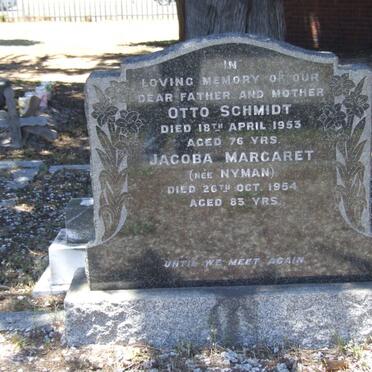 SCHMIDT Otto -1953 &amp; Jacoba Margaret NYMAN -1954