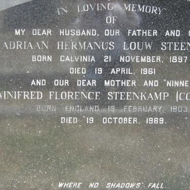 STEENKAMP Adriaan Hermanus Louw 1897-1961 &amp; Winifred Florence COWLING 1903-1969