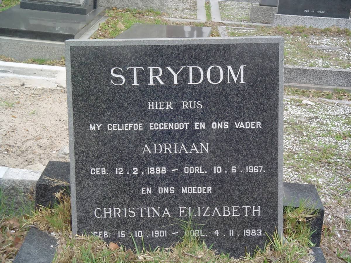 STRYDOM Adriaan 1888-1967 &amp; Christina Elizabeth 1901-1983