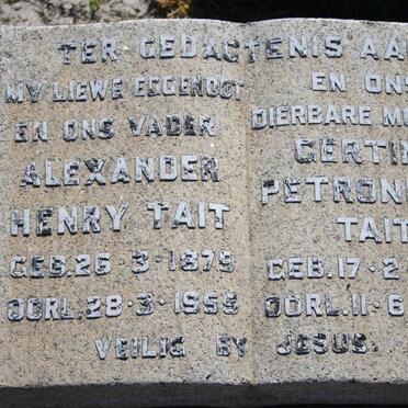 TAIT Alexander Henry 1879-1955 &amp; Gertina Petronella 1886-1970 :: STOKER Gerty formerly BROWN nee TAIT 1926-1992