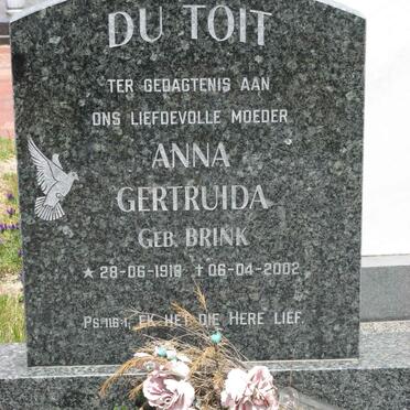 TOIT Anna Gertruida, du nee BRINK 1918-2002