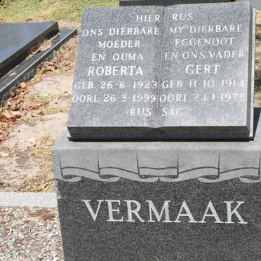 VERMAAK Gert 1914-1975 &amp; Roberta 1923-1999
