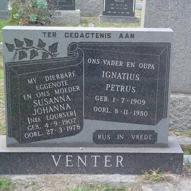 VENTER Ignatius Petrus 1909-1980 &amp; Susanna Johanna LOUBSER 1907-1978