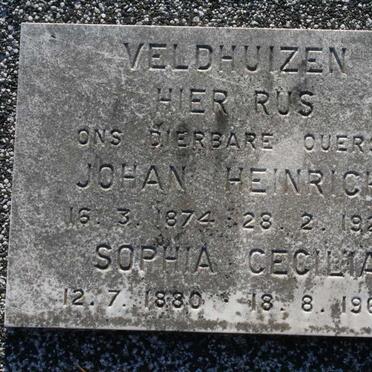 VELDHUIZEN Johan Heinrich 1874-1928 &amp; Sophia Cecilia 1880-1969