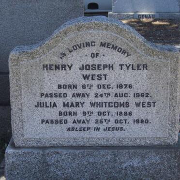 WEST Henry Joseph Tyler 1876-1962 &amp; Julia Mary Whitcomb 1886-1980