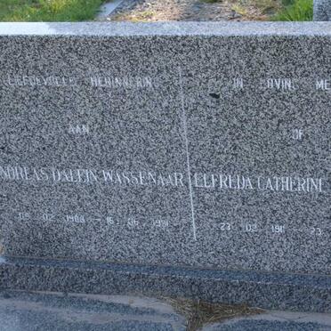 WASSENAAR Andreas Dalein 1908-1981 &amp; Elfreda Catherine 1911-1993