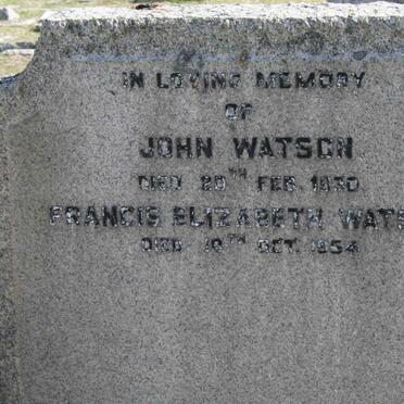 WATSON John -1930 &amp; Francis Elizabeth -1954