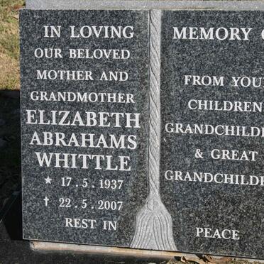 WHITTLE Elizabeth Abrahams 1937-2007