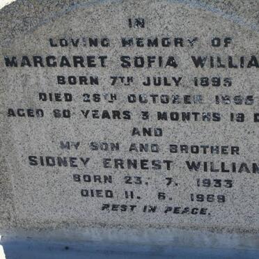 WILLIAMS Margaret Sofia 1895-1955 :: WILLIAMS Sidney Ernest 1933-1969