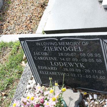 ZIERVOGEL Jacob 1907-1995 &amp; Caroline 1909-1998 :: LODEWYK Edward 1909-2001 &amp; Elizabeth 1913-2002