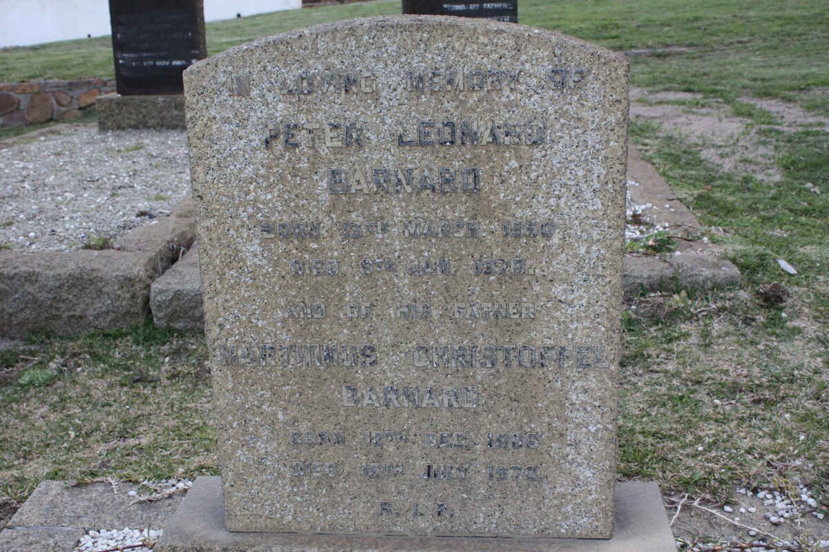 BARNARD Marthinus Christoffel 1936 - 197? :: BARNARD Peter Leonard 1950-1970