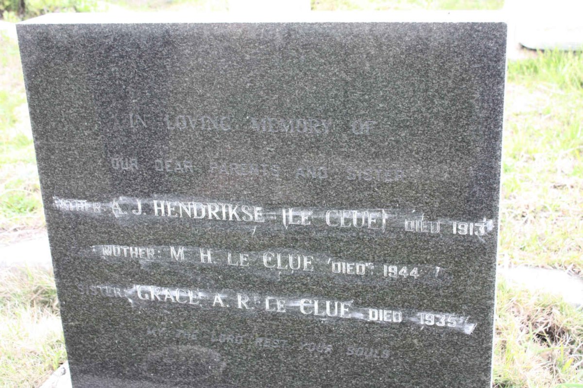 CLUE A.J. Hendrikse, le -1913 &amp; H.H. -1944 :: LE CLUE Grace -1935