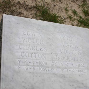 COTTON Edwin Victor Charles 1896-1955 &amp; Esther Maria KALLIS 1903-1982