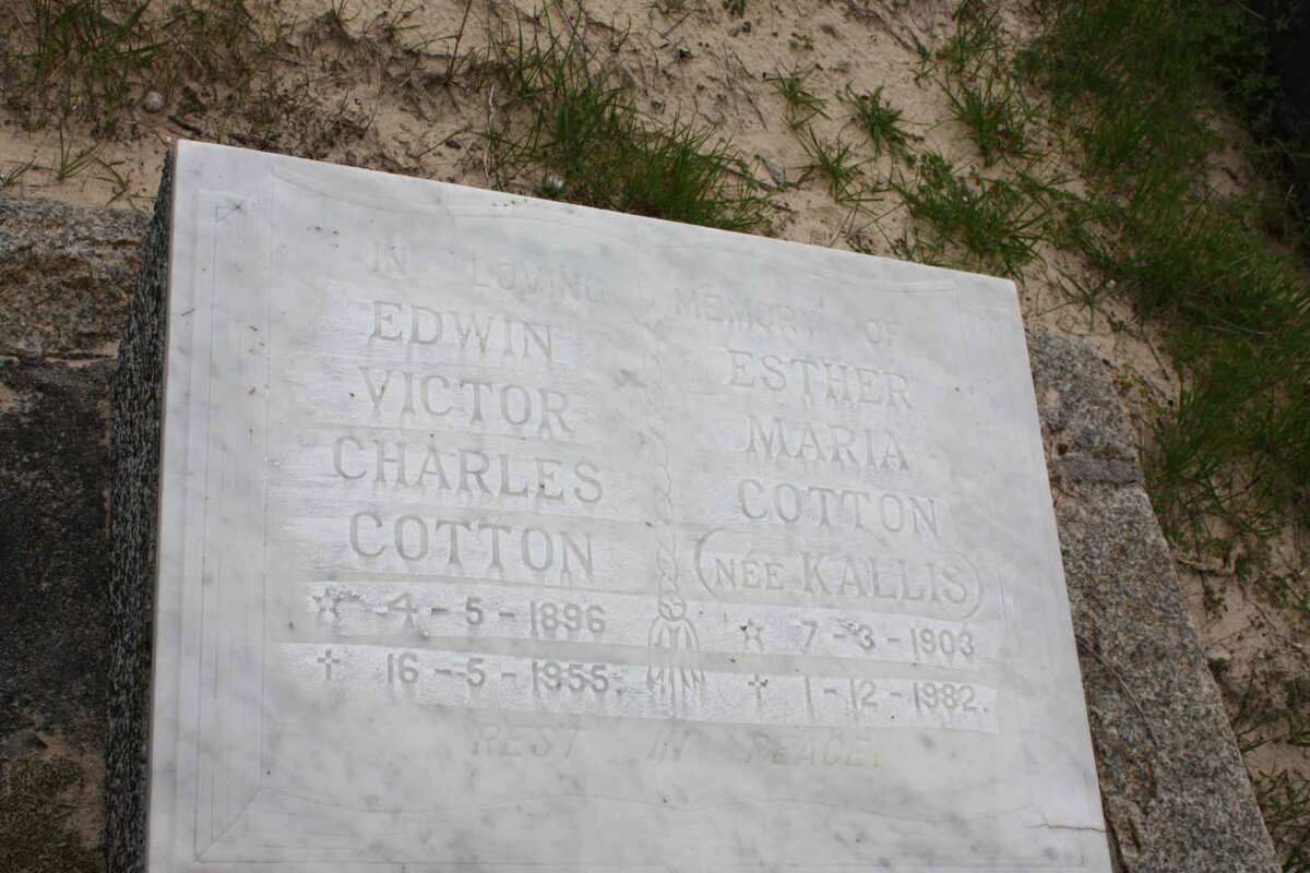 COTTON Edwin Victor Charles 1896-1955 &amp; Esther Maria KALLIS 1903-1982