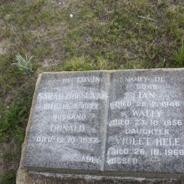FRIESLAAR Donald -1937 &amp; Sarah -1927 :: FRIESLAAR Ian -1946 :: FRIESLAAR  Wally -1956 :: FRIESLAAR Violet Hele -1968