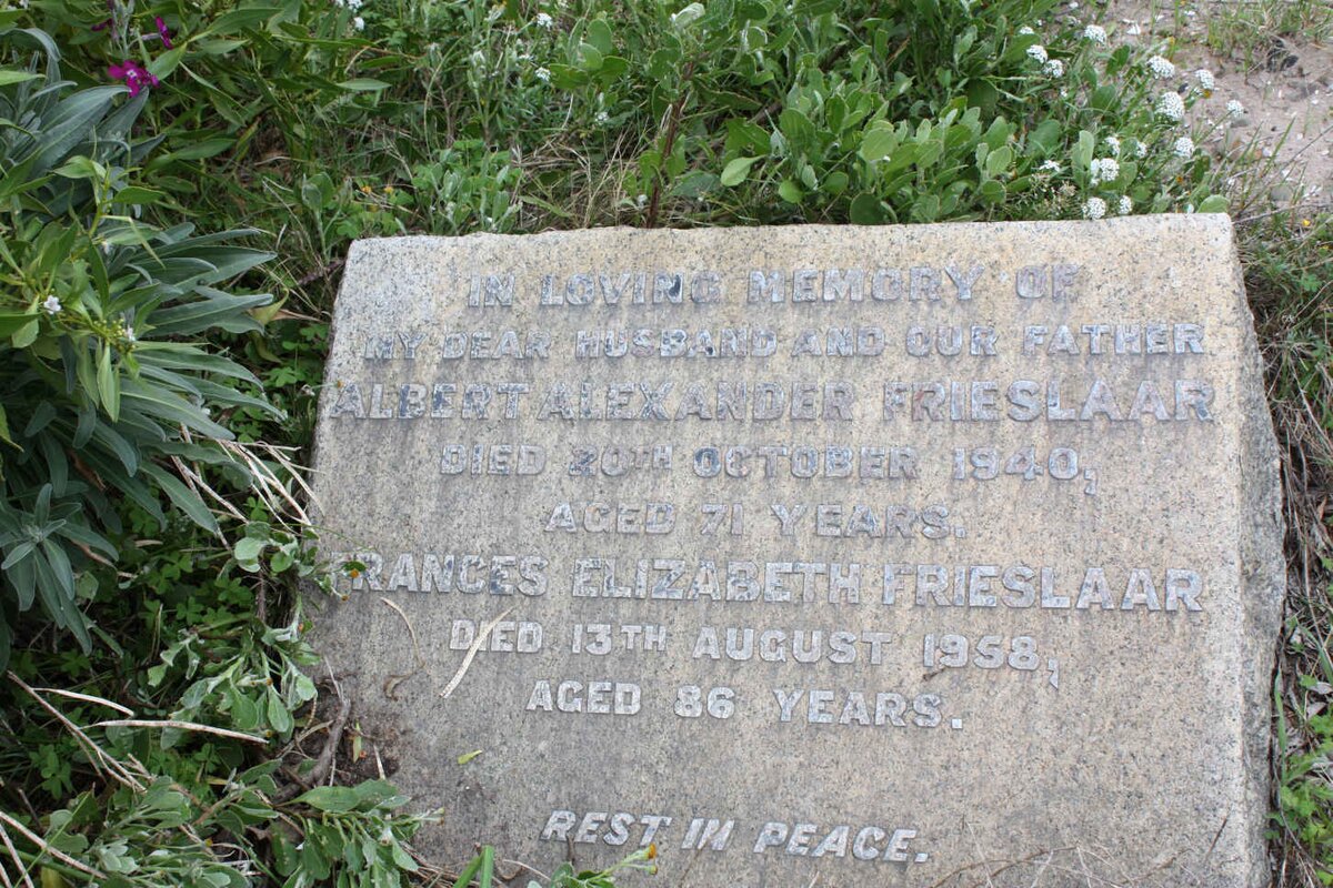 FRIESLAAR Albert Alexander -1940 &amp; Frances Elizabeth -1958