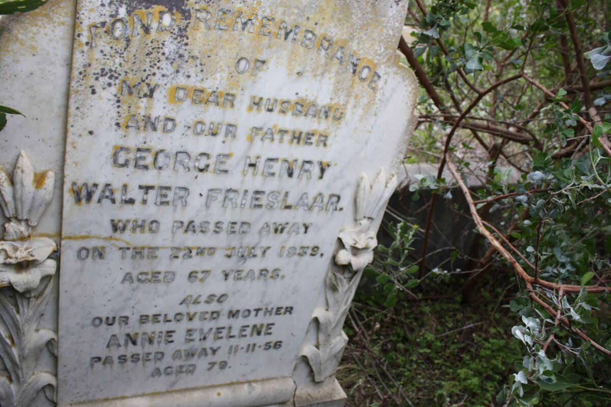 FRIESLAAR George Henry  Walter -1939 &amp; Annie Evelene -1956