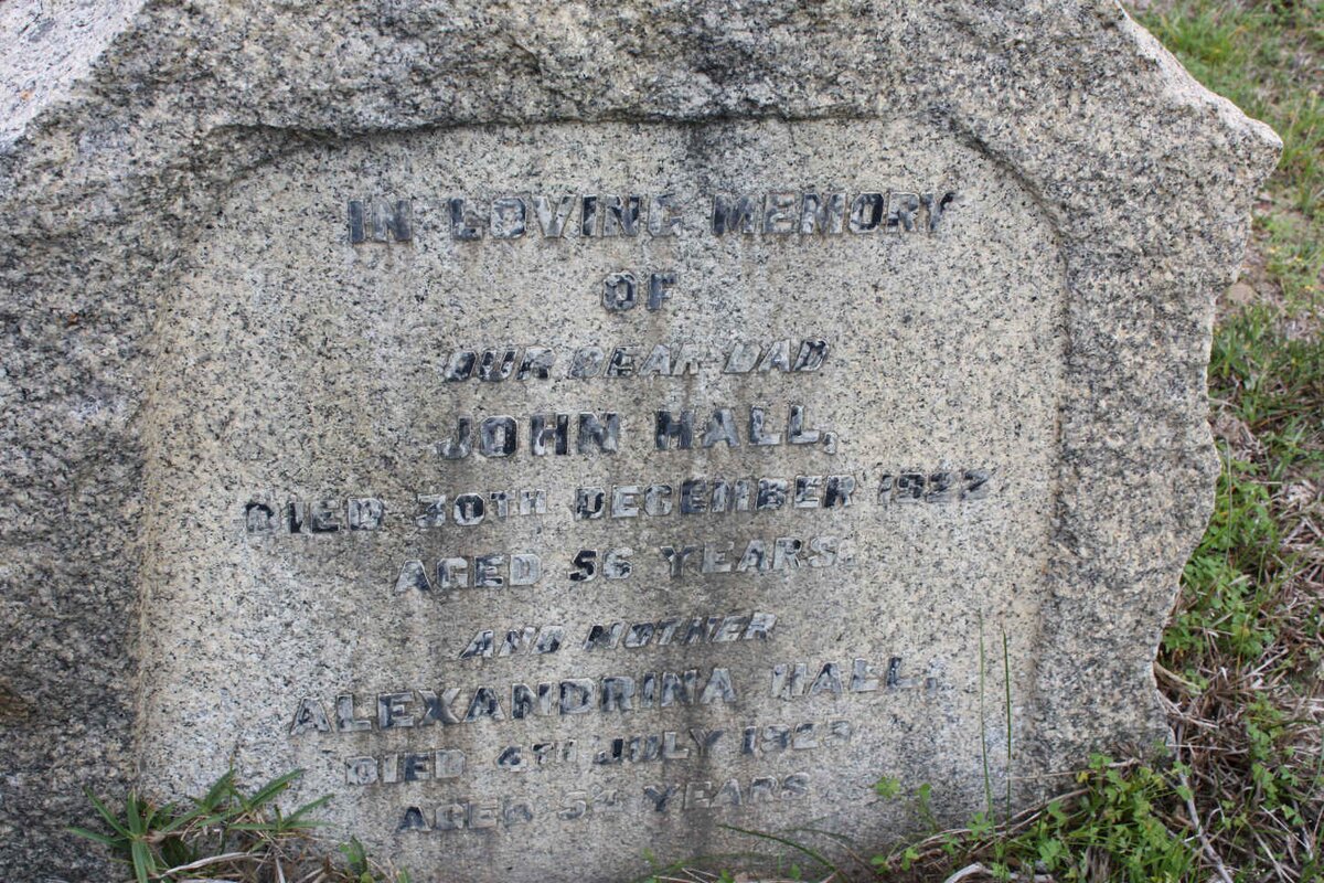 HALL John -1922 &amp; Alexandrina -1923