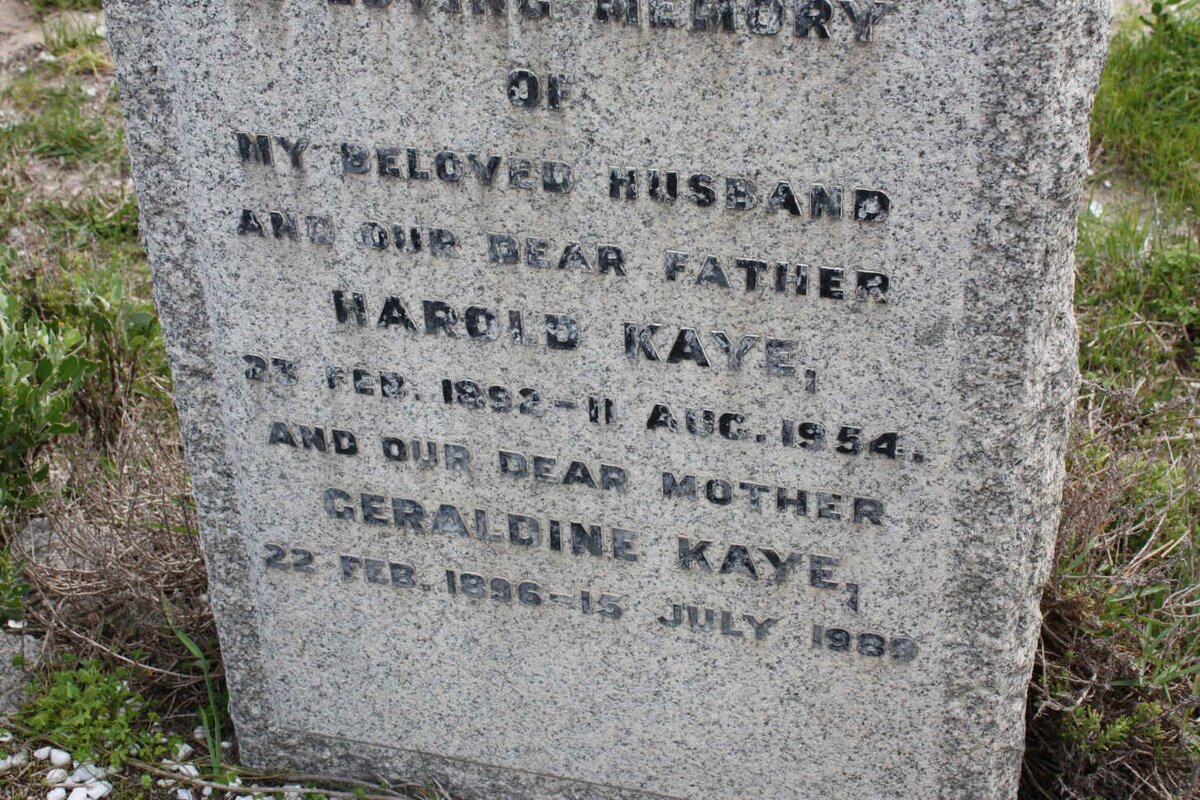 KAYE Harold 1892-1954 &amp; Geraldine 1896-1980