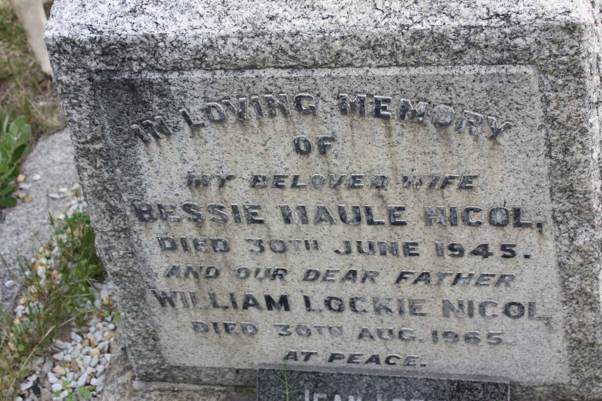 NICOL William Lockie -1965 &amp;  Bessie Maule -1945