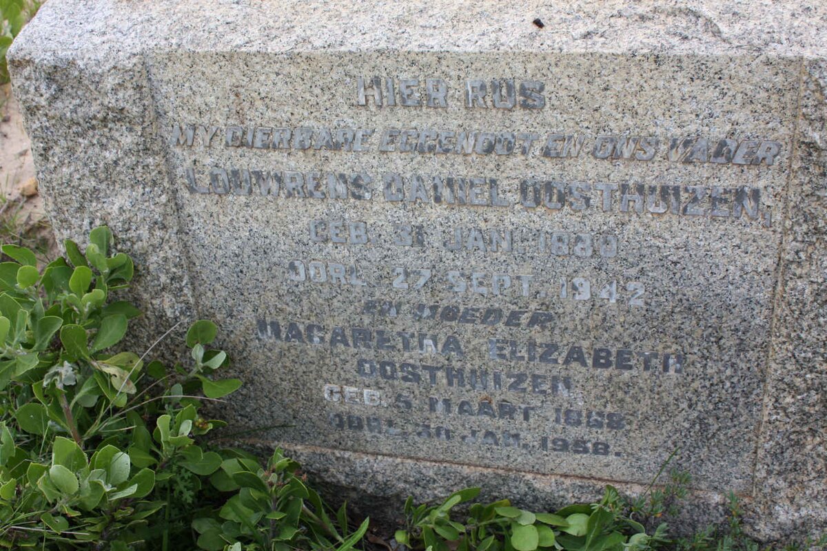OOSTHUIZEN Louwrens Daniel 1880-1942 &amp; Magaretha Elizabeth 18?8-1958