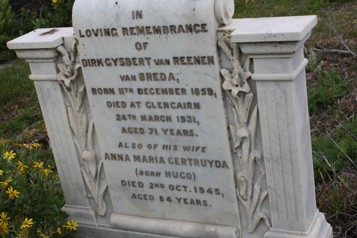 REENEN Dirk Gysbert, van 1859-1931 &amp; Anna Maria Gertruyda HUGO -1945