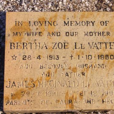 VATTE James Reginald, le 1910-1990 &amp; Bertha Zoe 1913-1980