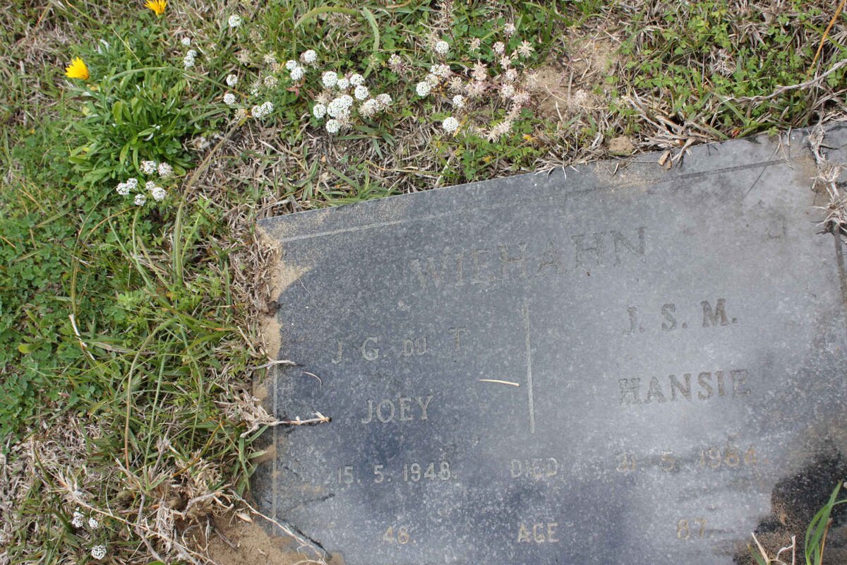 WIEHAHN J.G. du T. -1948 &amp; J.S.M. -1984