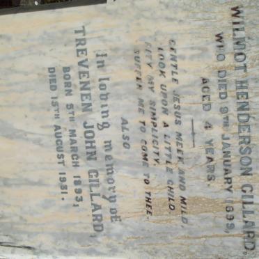 GILLARD Wilmot Henderson -1899 :: GILLARD Trevenen John 1893-1931