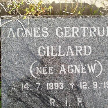 GILLARD Agnes Gertrude nee AGNEW 1893-1979