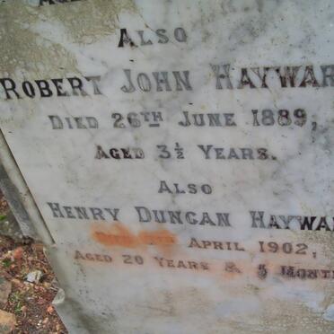 HAYWARD Lilian Merina -1888 :: HAYWARD Robert John -1889 :: HAYWARD Henry Duncan -1902