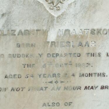 KRAATSKOW John Henry 1831-1893 &amp; Elizabeth FRIESLAAR -1887